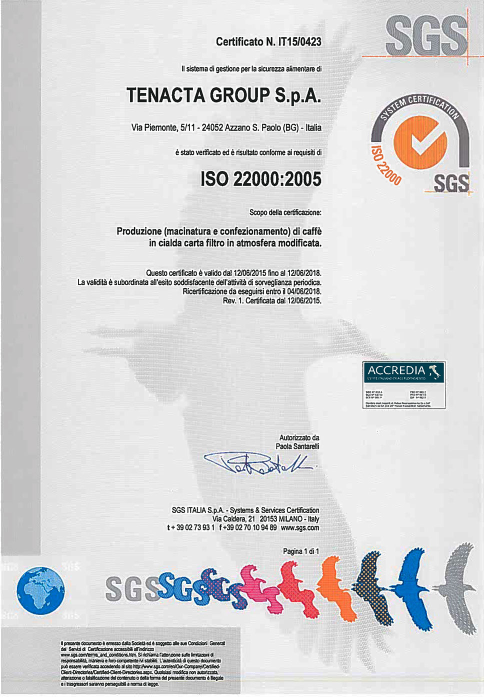 ISO22000 Certificato N it
